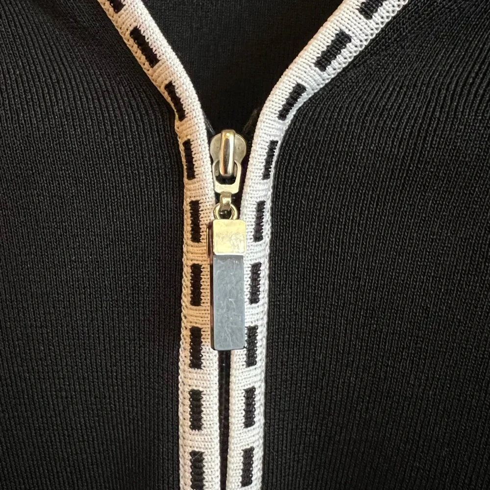 Misook zip up Swacket sz Med silver/black zipper dart back side split - Picture 4 of 6